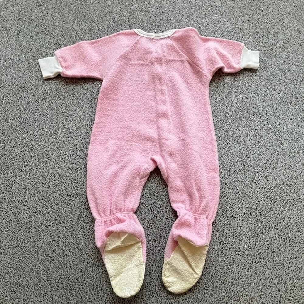 Carter's Footed Sleeper Baby 1Y Pink Fleece USA Made Vintage Jama Blanket Retro
